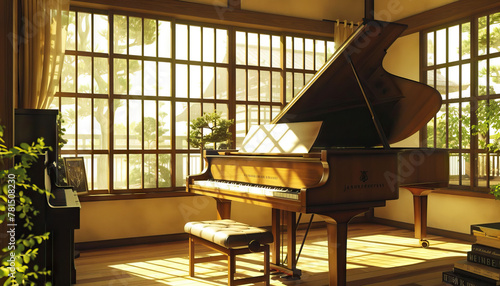 The melody of a piano fills the room, transporting listeners to a world of emotion and nostalgia photo