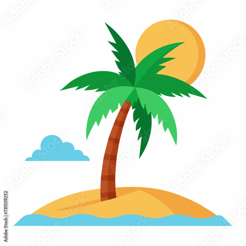 minimal-nature-beach-on-coconut-tree-flat-vector-i