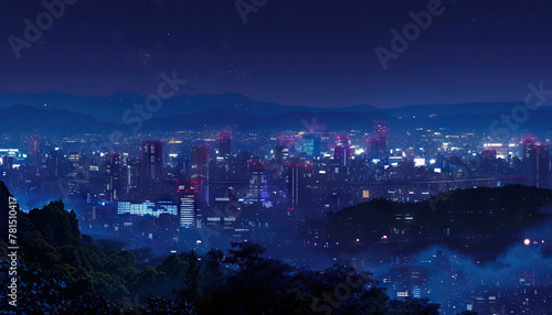 The sight of city lights twinkling against the night sky paints a picture of urban vibrancy and bustling nightlife