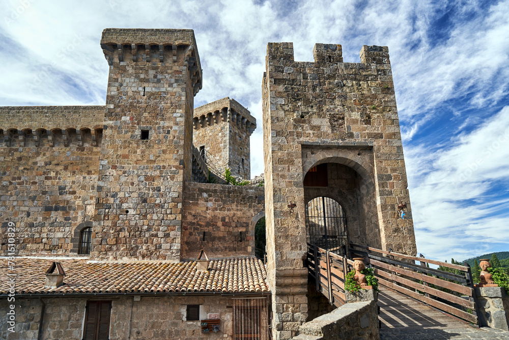 medieval bridge, gate and stone towers in the town of Bolsena medieval bridge, gate and stone towers in the town of Bolsena