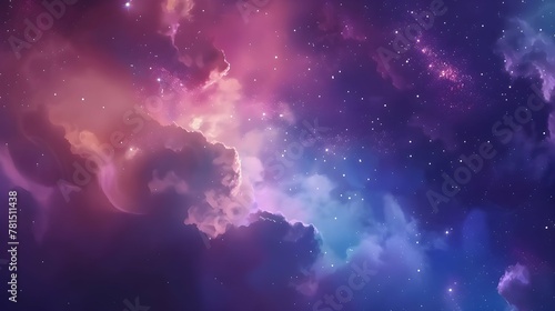 Space background with realistic nebula and lots of shining stars. Infinite universe and starry night. Colorful cosmos with stardust and the Milky Way