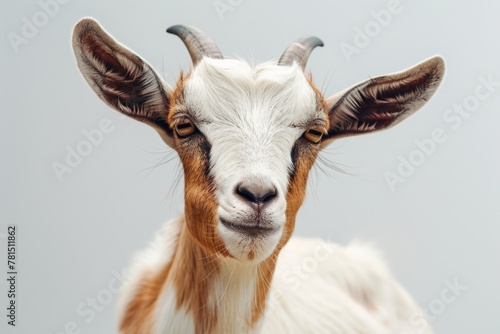 close up of a goat isolated on white