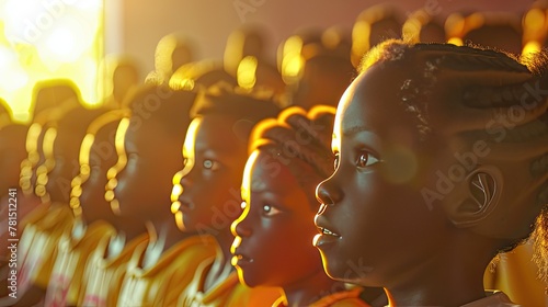 Bright minds! African kids at school, soft lighting, photo