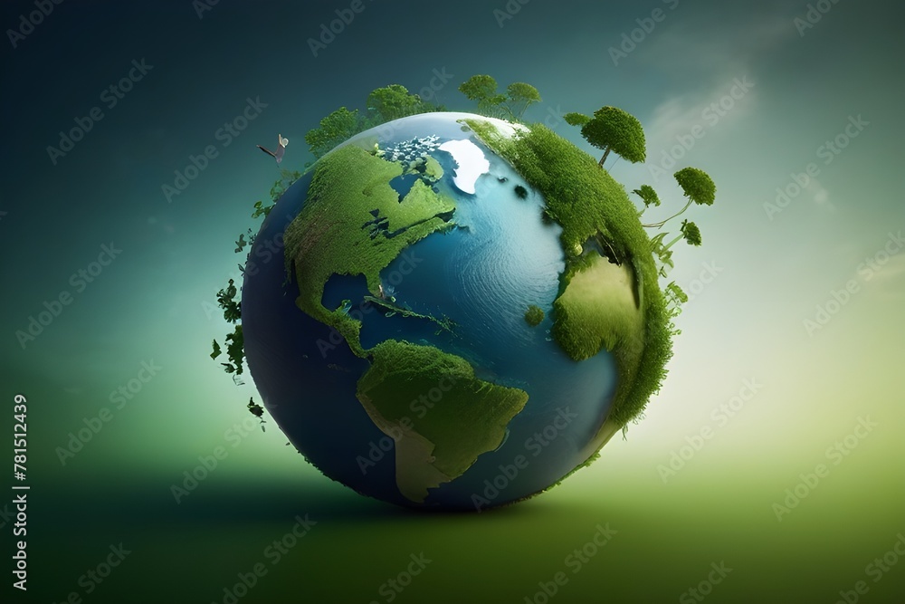 Invest in our planet. Earth Day conceptual background. Ecology concept. Design with globe map pattern and green leaves and trees. Invest in our planet. Earth Day conceptual background. Ecology concept. Design with globe map pattern and green leaves and trees.