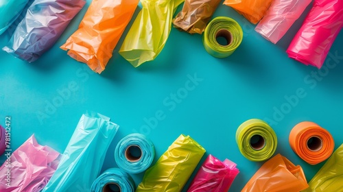 Colorful plastic rolls close up