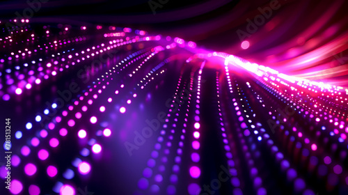 Electric Dreams: Vibrant Vector Illustration with 3D Dimensions and LED Straight Lines on Black and Purple Background