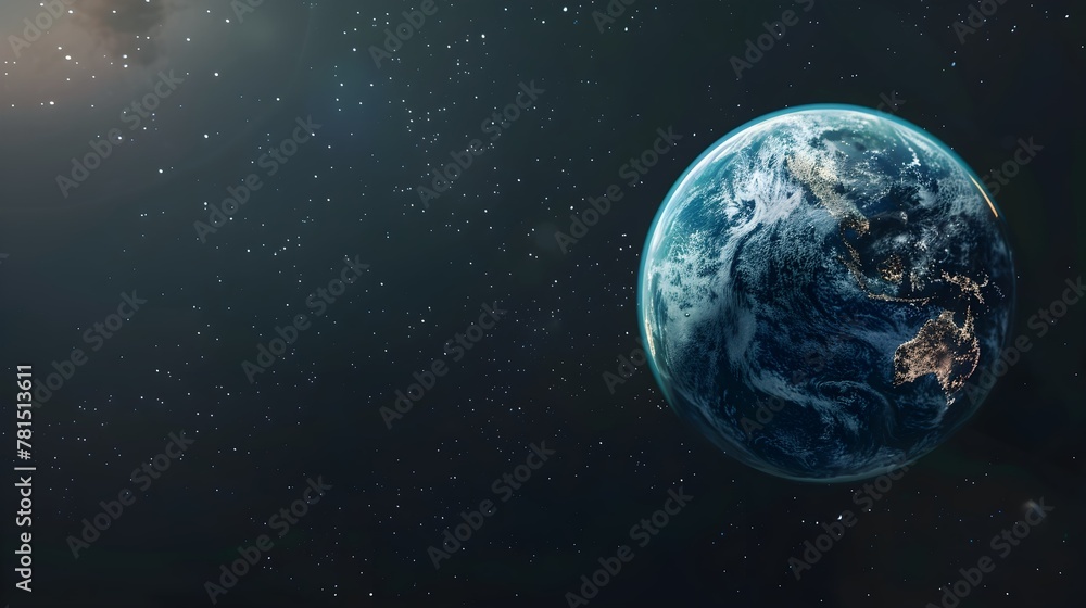 View of blue planet Earth in space 3D rendering elements