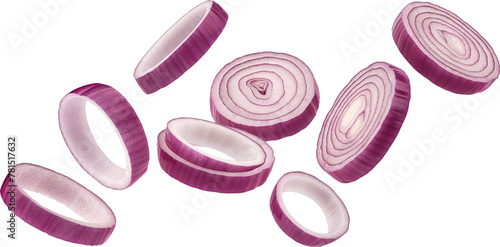 Red onion rings isolated photo