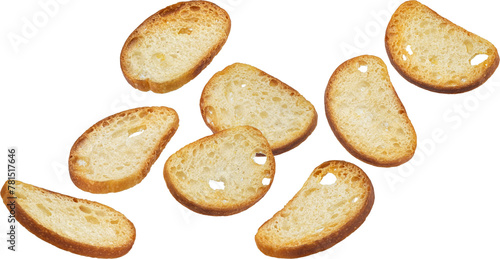 Εκτύπωση καμβά Baked crackers, round bread croutons isolated on white background