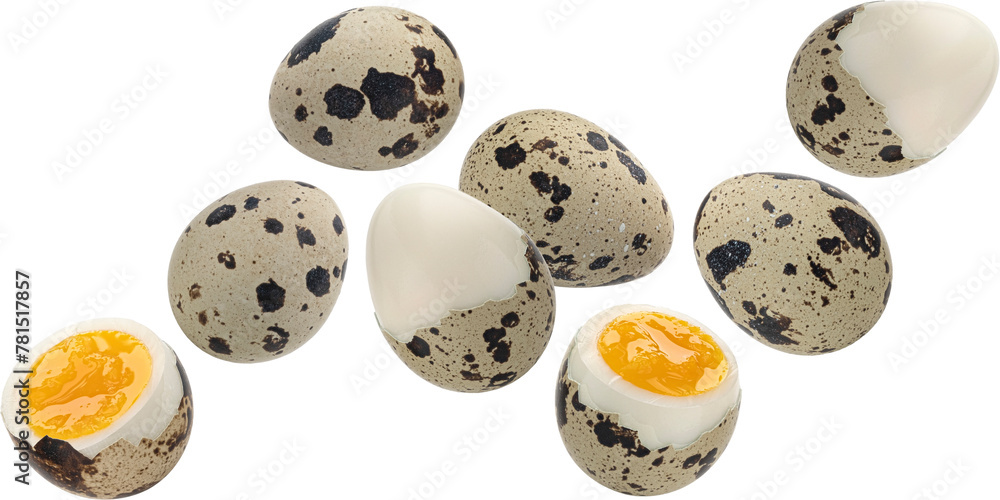 Falling quail eggs isolated Falling quail eggs isolated
