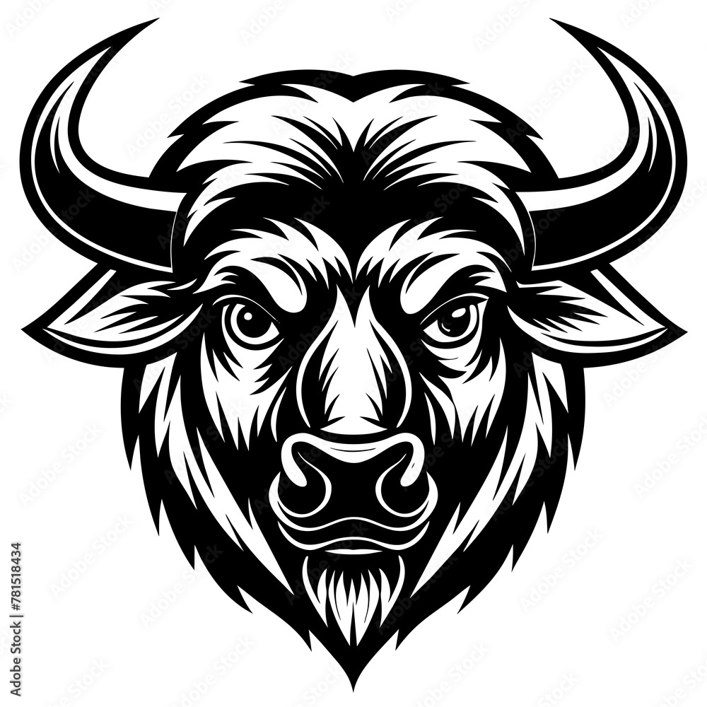 buffalo head silhouette vector illustration