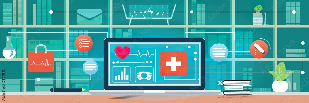 Digital Medical Record System Illustration Digital Medical Record System Illustration