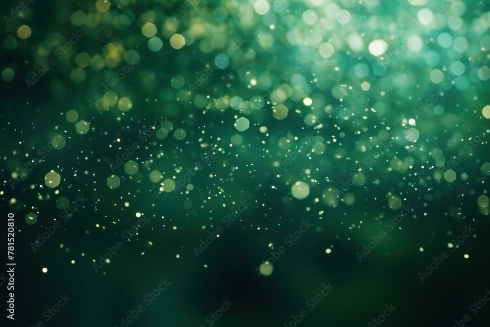 Abstract green background with bokeh and highlights, holiday. AI generative.