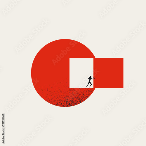 Business vector concept think outside the box. Symbol of creativity, innovation. Minimal illustration.