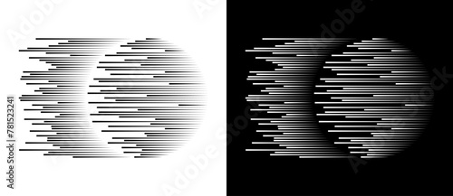 Dynamic parallel lines in circle. Abstract art geometric background for logo or icon. Black shape on a white background and the same white shape on the black side. © Mykola Mazuryk