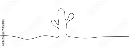 Cactus in pot as one line drawing banner. Continuous hand drawn minimalist minimalism design isolated on white background vector illustration. 11:11