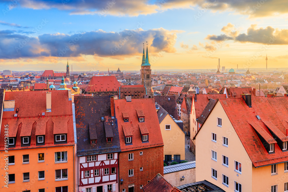 Nuremberg, Germany. View of the old town from Nuremberg Castle. Franconia, Bavaria.