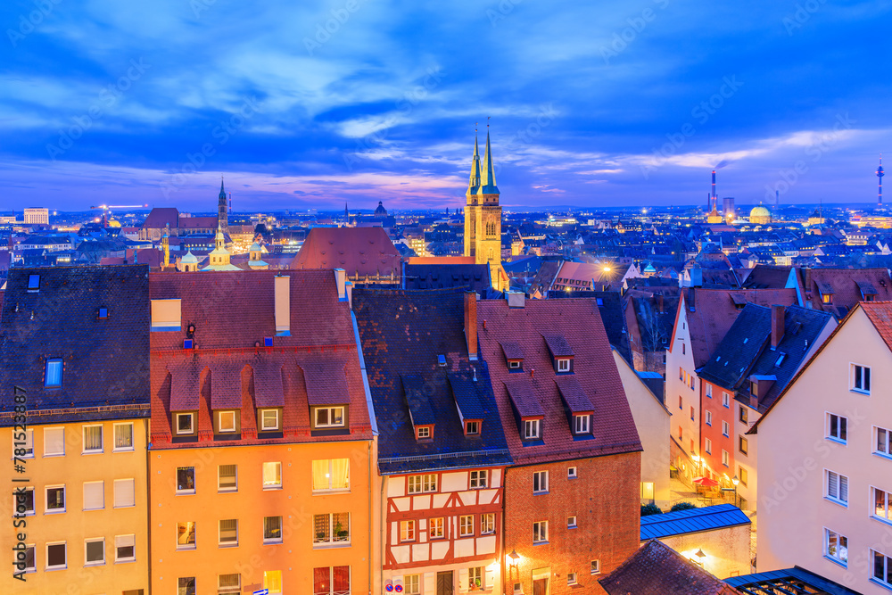 Nuremberg, Germany. View of the old town from Nuremberg Castle. Franconia, Bavaria.
