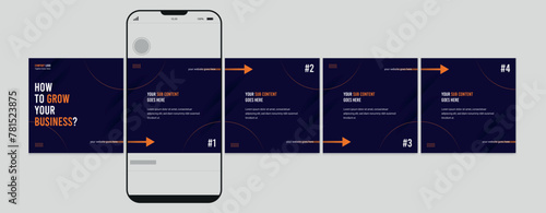 Set of Linkedin Carousel Post, editable social media Instagram carousel post, modern and creative business carousel post template, eps 10.
