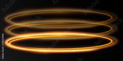 Light wave of shiny gold lines.Gold color glowing design element.Wavy bright stripes. 
