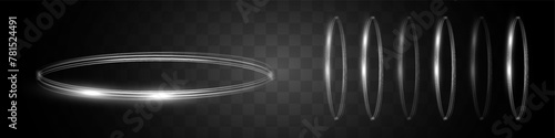 White blur trail wave, circle silver line of light speed.Vector illustration.
