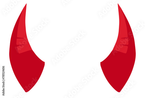 Red devil horns, vector illustration on transparent or white background