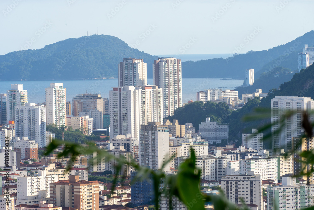 Fototapeta premium Skyline of Santos, SP, Brazil. April 3 2024.