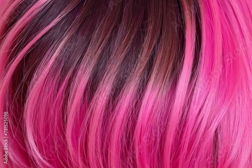 A captivating close-up view of the beautiful pink hair displays the artistic ombre technique  exuding a sense of glamour and refinement.