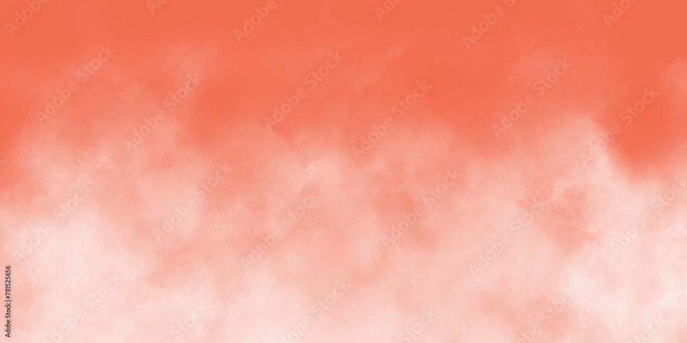 orange watercolor painting soft textured on wet white paper background. Painted red wall. Blank horizontal wallpaper. watercolor picture painting. vintage paper with space for text or image. 