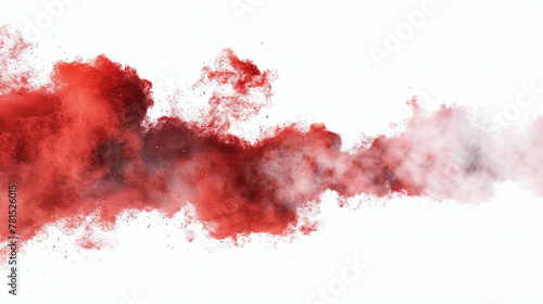 Red Fog Or Smoke Color Isolated Transparent Special Effect. Abstract Red Dust Explosion On White Background.