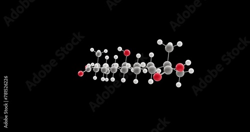 Bempedoic acid molecule, rotating 3D model of hypercholesterolemia medication, looped video on a black background photo