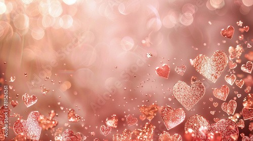 Rose Gold Abstract Heart Shape Background For Christmas And Valentine photo