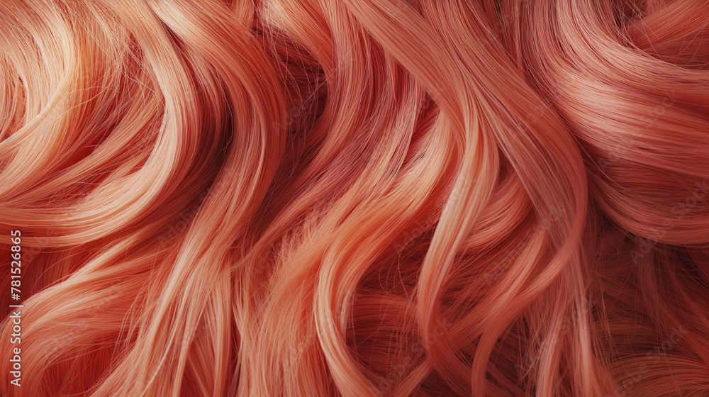 A close-up of red hair with soft wavy waves creates an elegant and sophisticated look. A close-up of red hair with soft wavy waves creates an elegant and sophisticated look.
