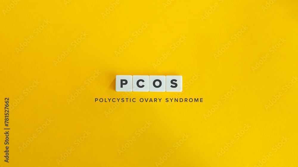 PCOS, Polycystic Ovary Syndrome. Text on Block Letter Tiles and Icon on Flat Background. Minimalist Aesthetics. PCOS, Polycystic Ovary Syndrome. Text on Block Letter Tiles and Icon on Flat Background. Minimalist Aesthetics.