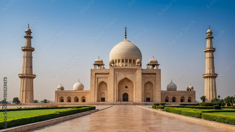 Long view of Taj Mahal, Agra, India