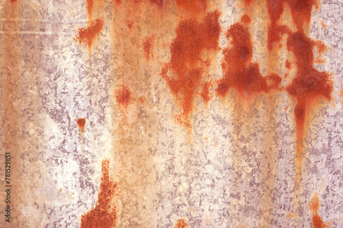 Rust stains on old zinc surface. Corrosion decay. Abstract background