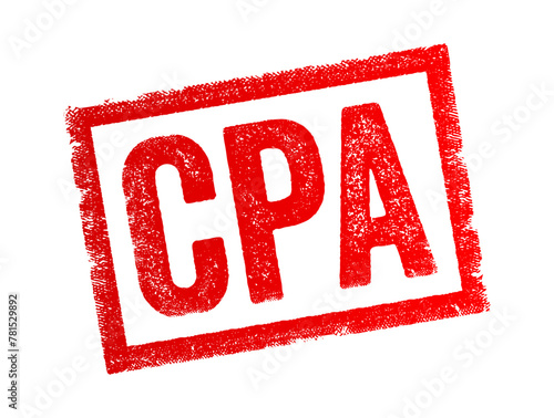 CPA Certified Public Accountant - designation provided to licensed accounting professionals, acronym text stamp