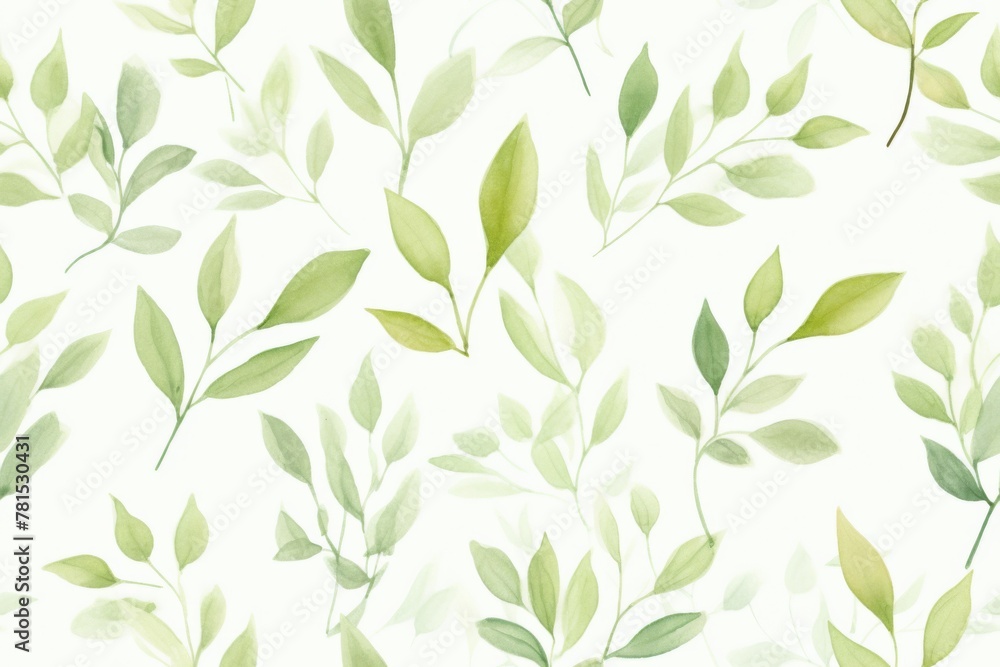Green Watercolor Leaves Pattern