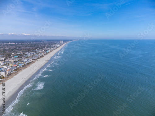 Surfside Beach South Carolina Aerial View, Clear Sunny Day, USA.