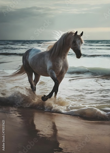 Great photo of an Arabian horse on the beach