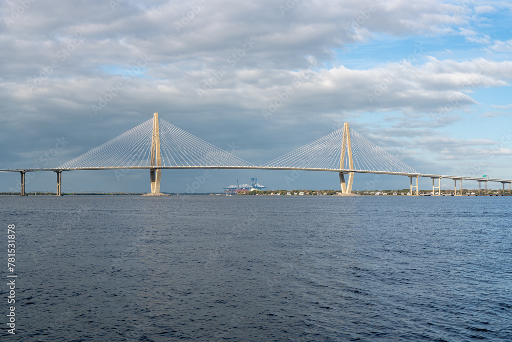 Arthur Ravenel Jr Bridge, Charleston, South Carolina, USA. Passes over the Cooper River. Arthur Ravenel Jr Bridge, Charleston, South Carolina, USA. Passes over the Cooper River.