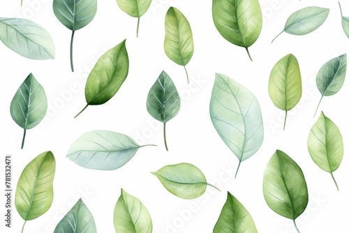 Seamless Pattern of Watercolor Leaves