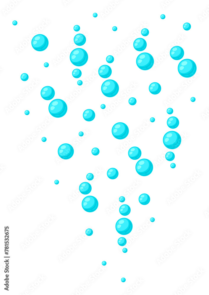 Background with turquoise bubbles. Abstract air balls in liquid.