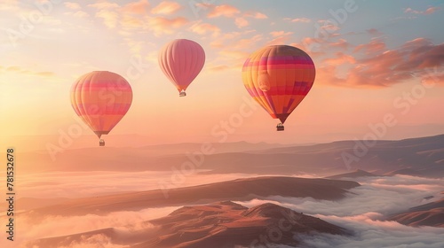 hot air balloon over sunset