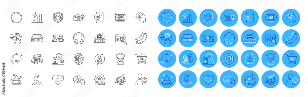 Cooking chef, Coins bag and Gpu line icons pack. Smile chat, Circus, Education idea web icon. Mattress, Pie chart, Teamwork chart pictogram. Fingerprint, Time management, Dice. Sausage. Vector Cooking chef, Coins bag and Gpu line icons pack. Smile chat, Circus, Education idea web icon. Mattress, Pie chart, Teamwork chart pictogram. Fingerprint, Time management, Dice. Sausage. Vector