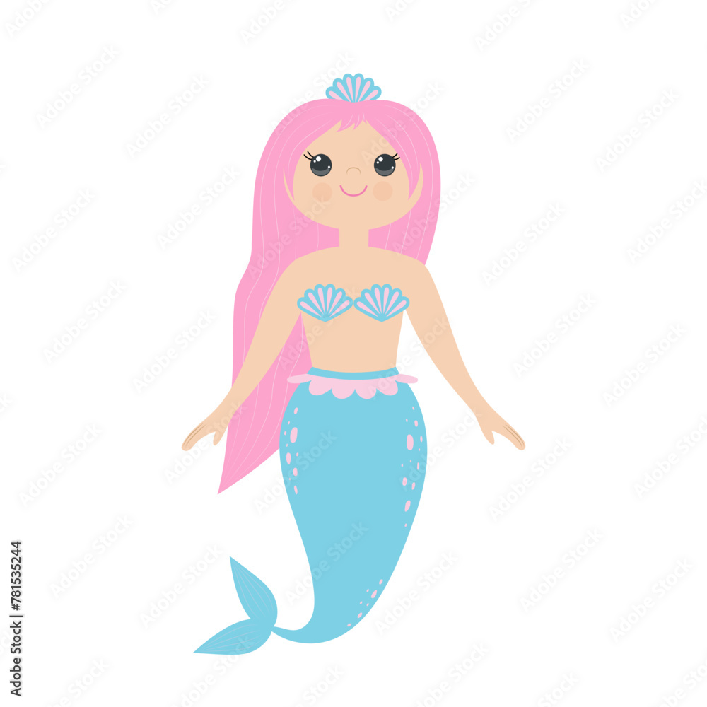 Cute mermaid. Vector illustration.
