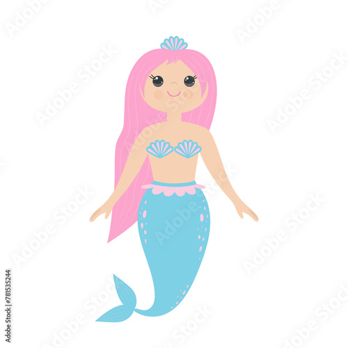 Cute mermaid. Vector illustration.