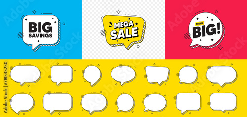 Big savings tag. Mega sale chat speech bubble. Special offer price sign. Advertising discounts symbol. Big savings chat message. Think big speech bubble banner. Offer text balloon. Vector