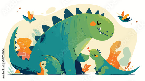 Little dinosaur vector image illustration 2d flat c