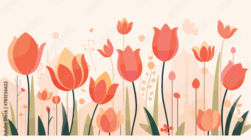 Live vector illustration tulips silhouette contour